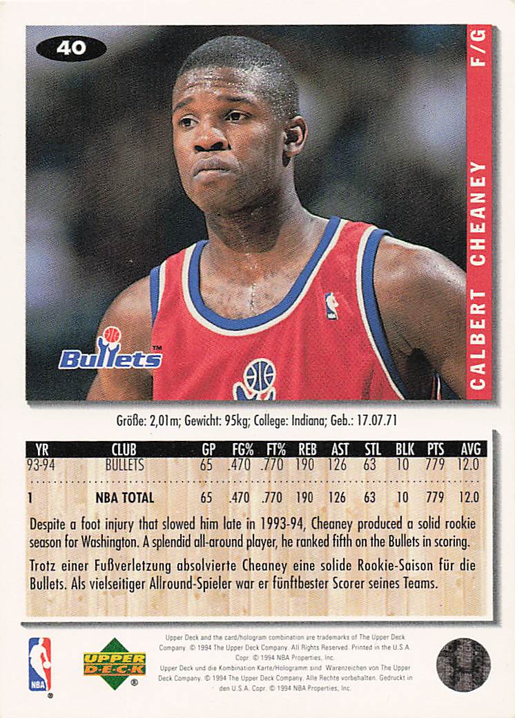 1994-95 Collector's Choice German Basketball Calbert Cheaney #40