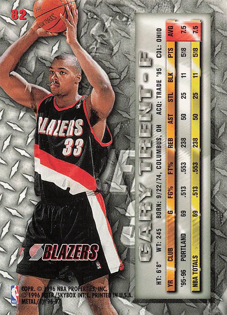 1996-97 Metal Basketball Gary Trent #82
