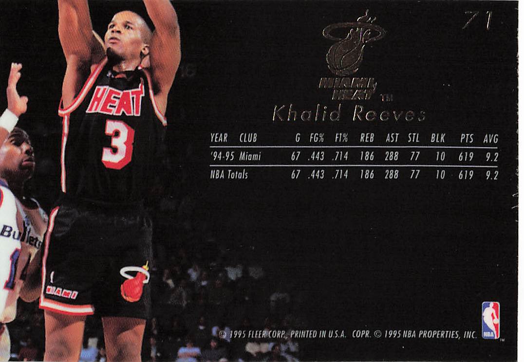1995-96 Flair Basketball Khalid Reeves #71