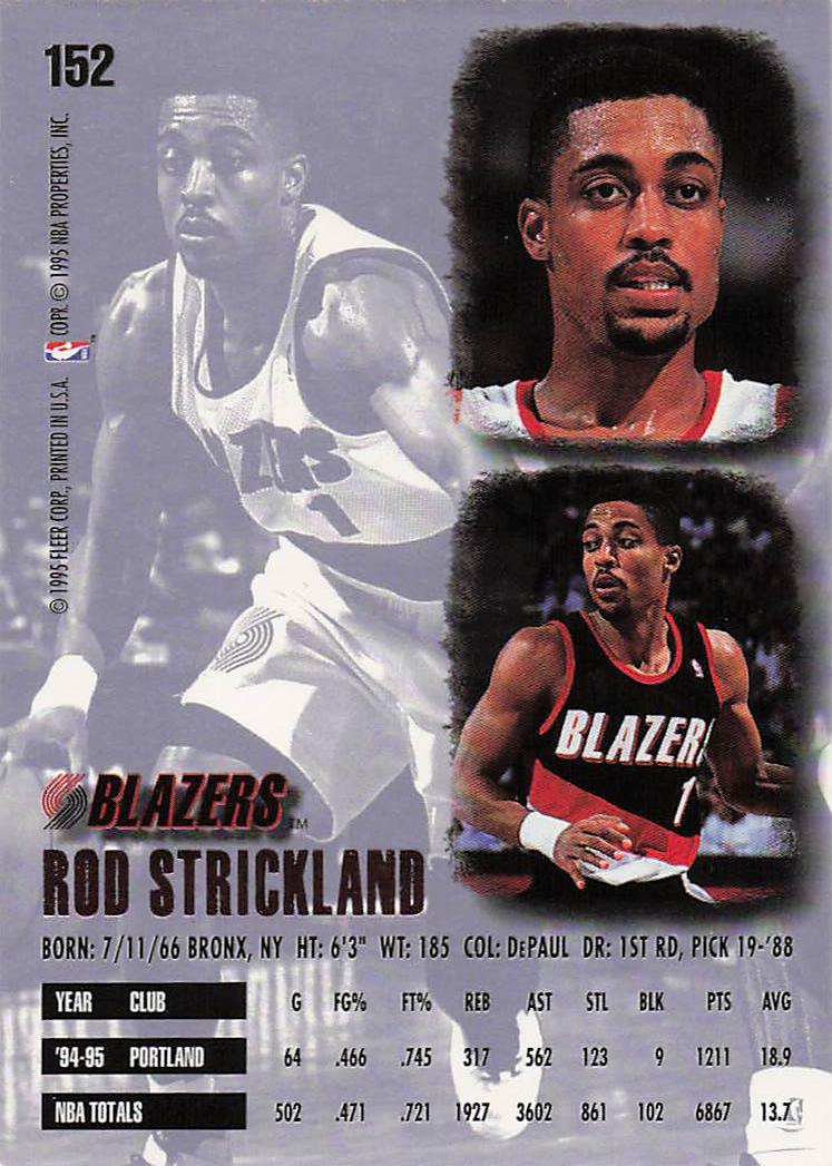 1995-96 Ultra Basketball Rod Strickland #152