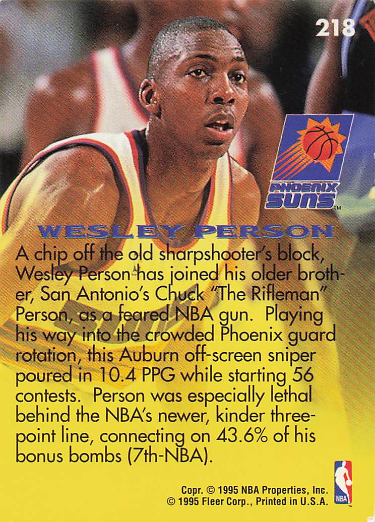 1995-96 Fleer Basketball Rookie Sensation Wesley Person #9