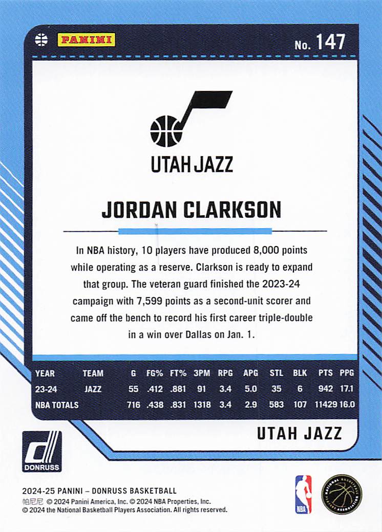 2024-25 Donruss Basketball Jordan Clarkson #147