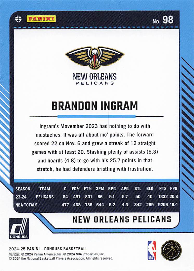 2024-25 Donruss Basketball Brandon Ingram #98