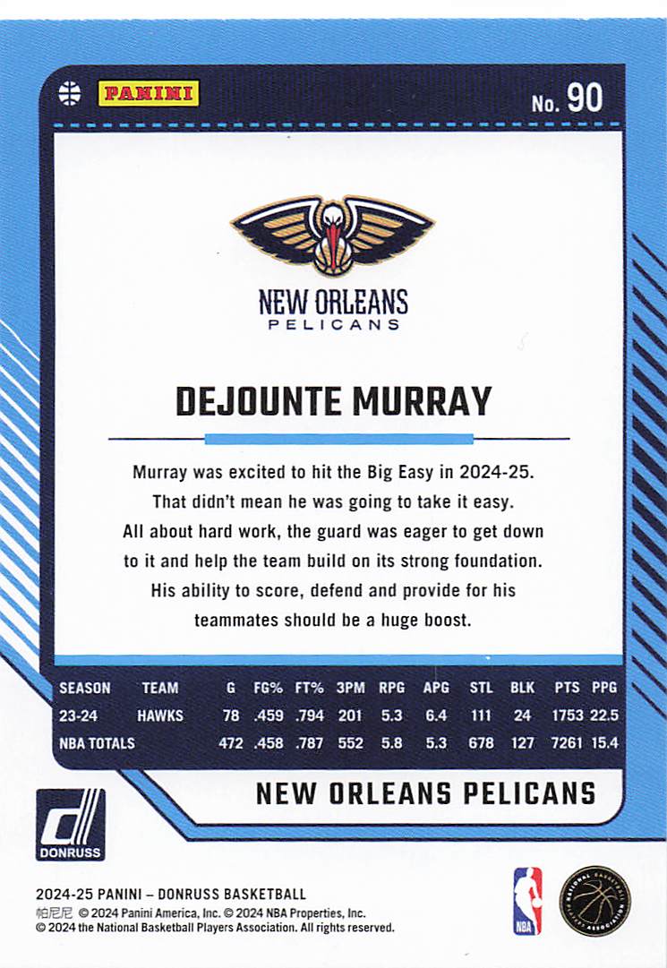 2024-25 Donruss Basketball Winter Dejounte Murray #90