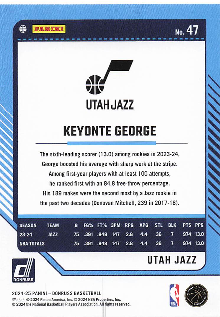 2024-25 Donruss Basketball Winter Keyonte George #47
