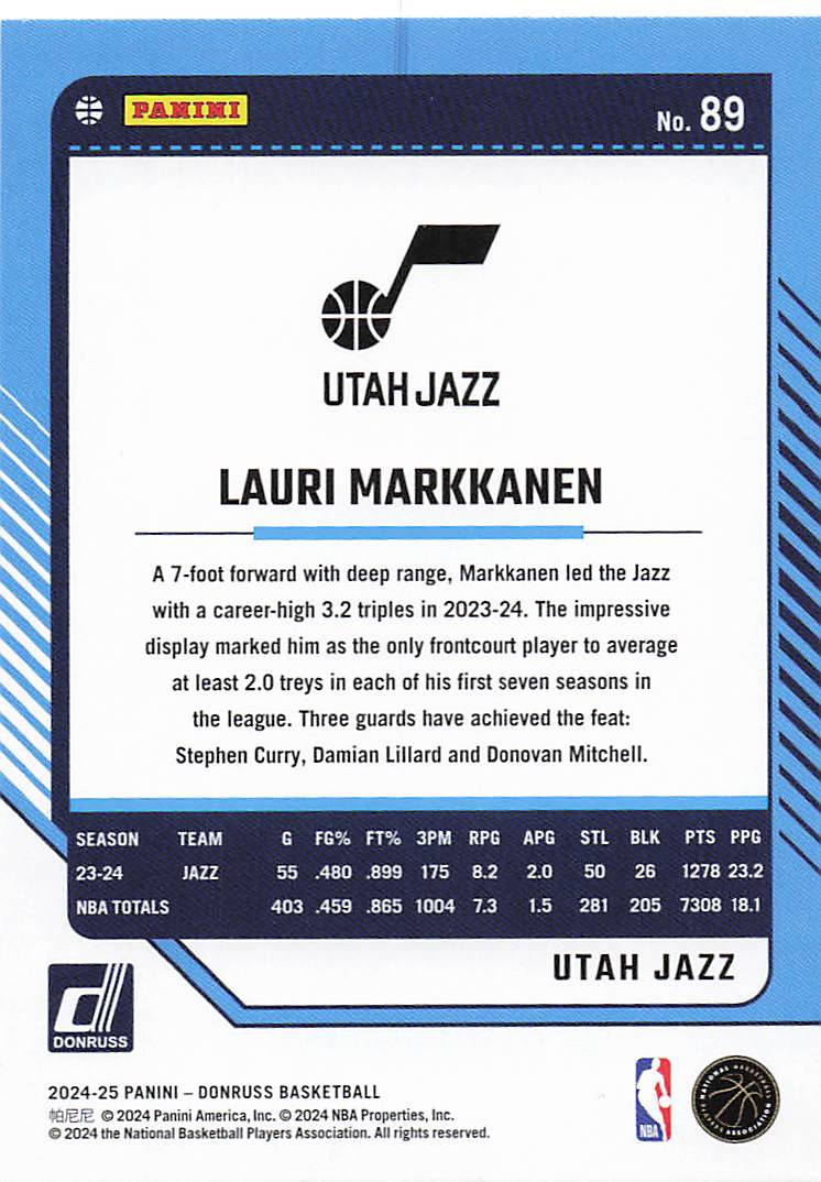 2024-25 Donruss Basketball Winter Lauri Markkanen #89