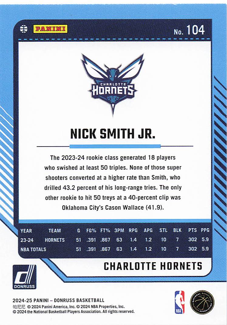 2024-25 Donruss Basketball Winter Nick Smith Jr. #104