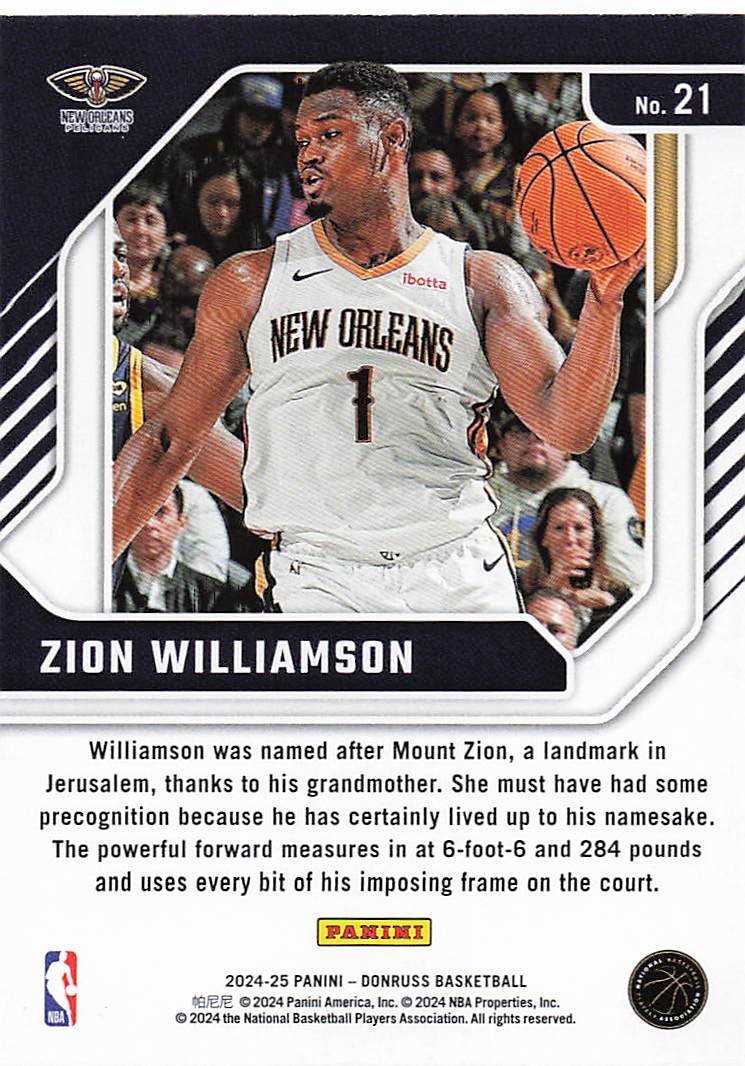 2024-25 Donruss Basketball Franchise Features Disco Zion Williamson #21