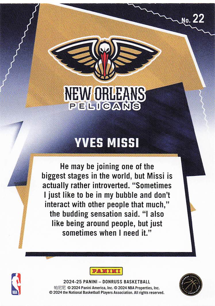 2024-25 Donruss Basketball Great X-Pectations Yves Missi #22