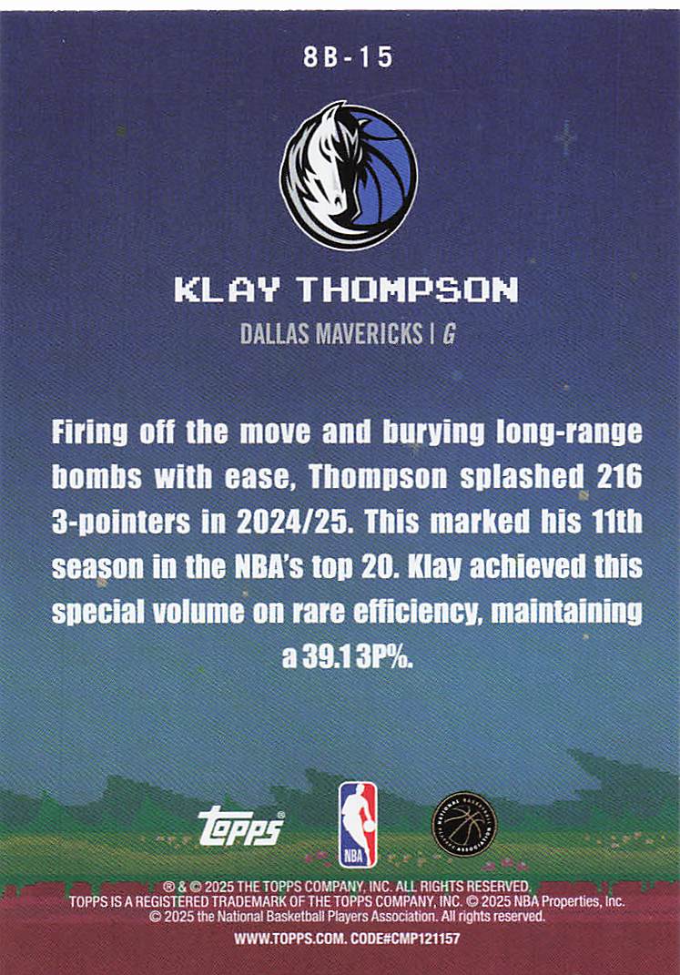 2025-26 Topps Basketball 8-Bit Ballers Klay Thompson #8B-15