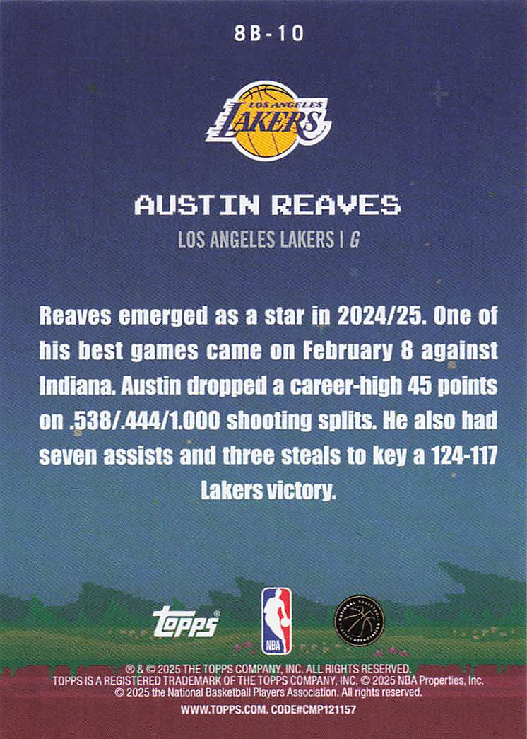 2025-26 Topps Basketball 8-Bit Ballers Austin Reaves #8B-10
