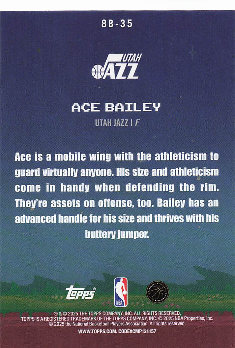 2025-26 Topps Basketball 8-Bit Ballers Holo Foil Ace Bailey #8B-35