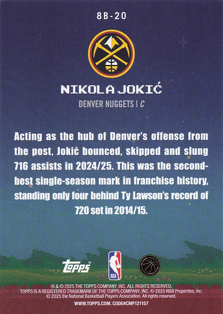 2025-26 Topps Basketball 8-Bit Ballers Nikola Joki? #8B-20