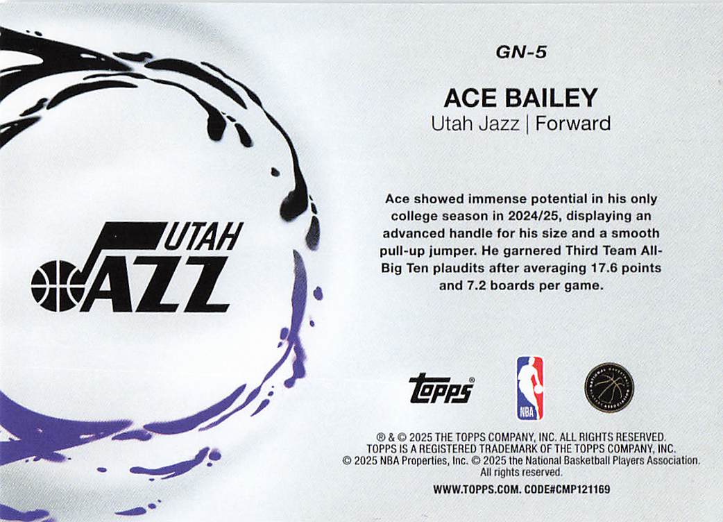 2025-26 Topps Basketball Generation Now Ace Bailey #GN-5