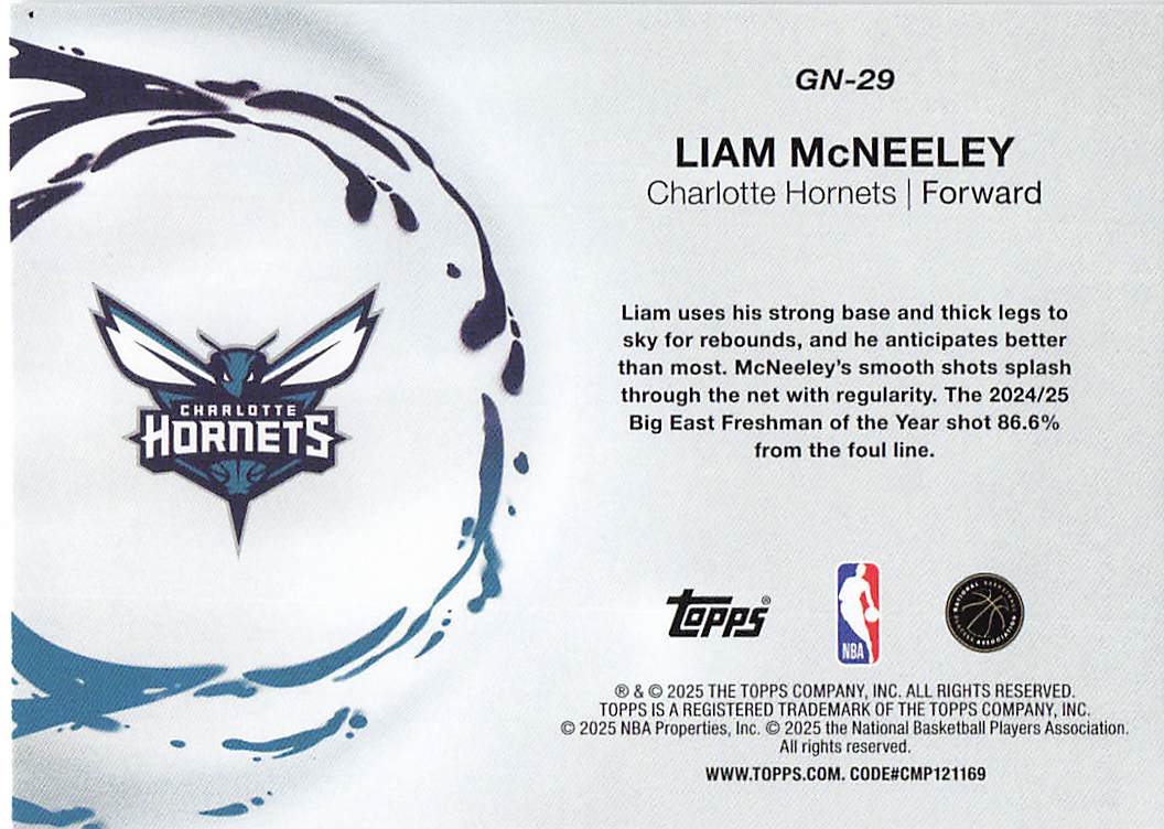 2025-26 Topps Basketball Generation Now Liam McNeeley #GN-29