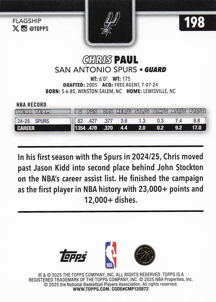2025-26 Topps Basketball Chris Paul #198