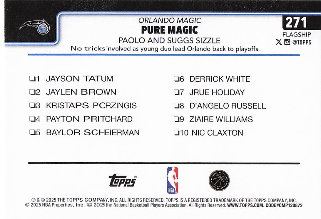 2025-26 Topps Basketball Pure Magic, Paolo and Suggs Sizzle #271