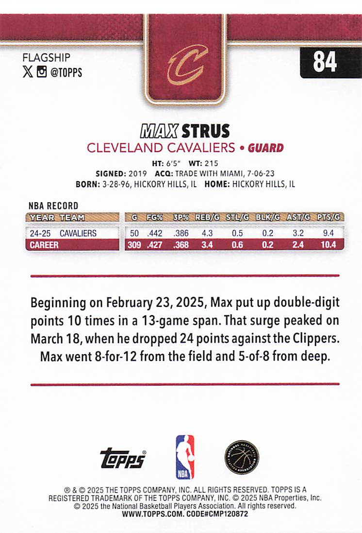 2025-26 Topps Basketball Max Strus #84