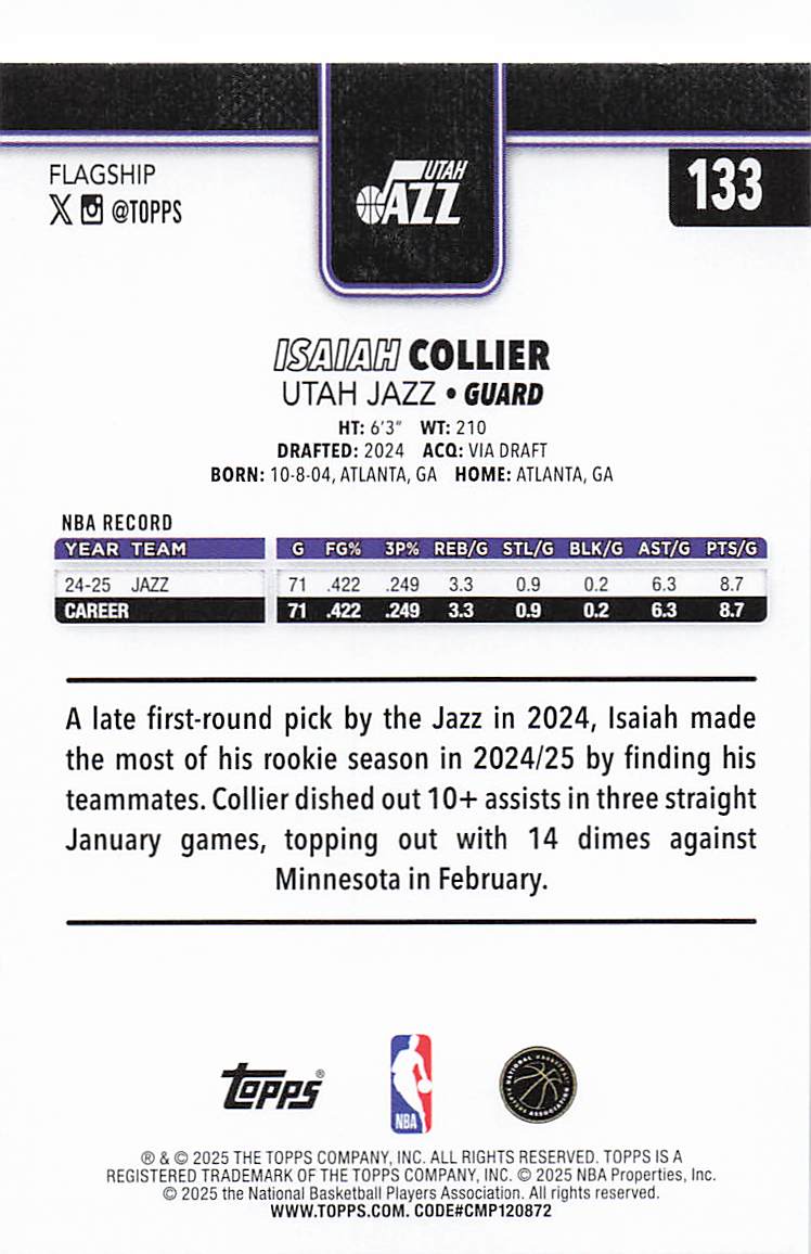 2025-26 Topps Basketball Isaiah Collier #133