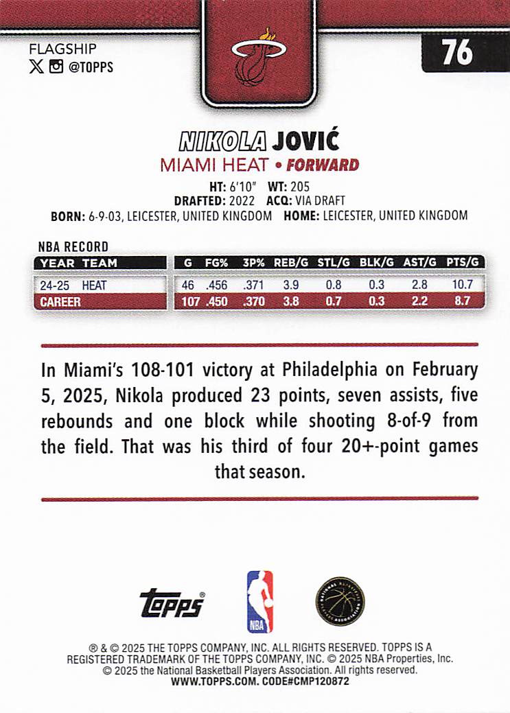 2025-26 Topps Basketball Nikola Jovi? #76