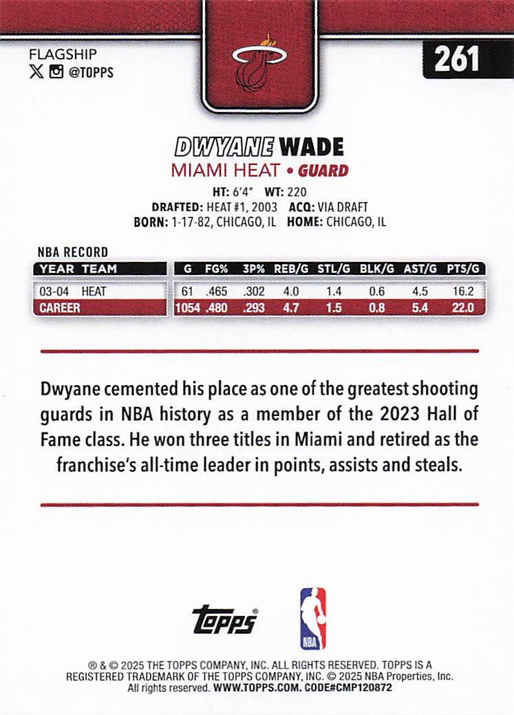 2025-26 Topps Basketball Dwyane Wade #261
