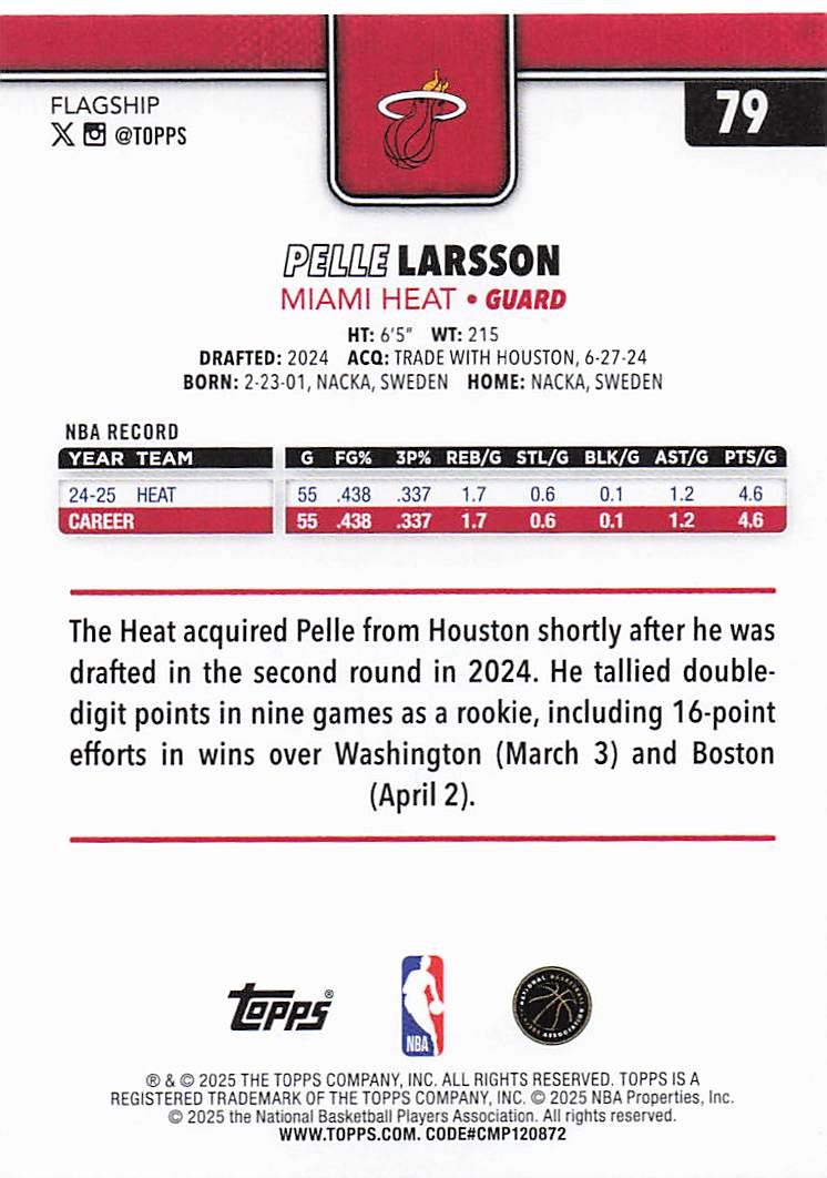 2025-26 Topps Basketball Pelle Larsson #79