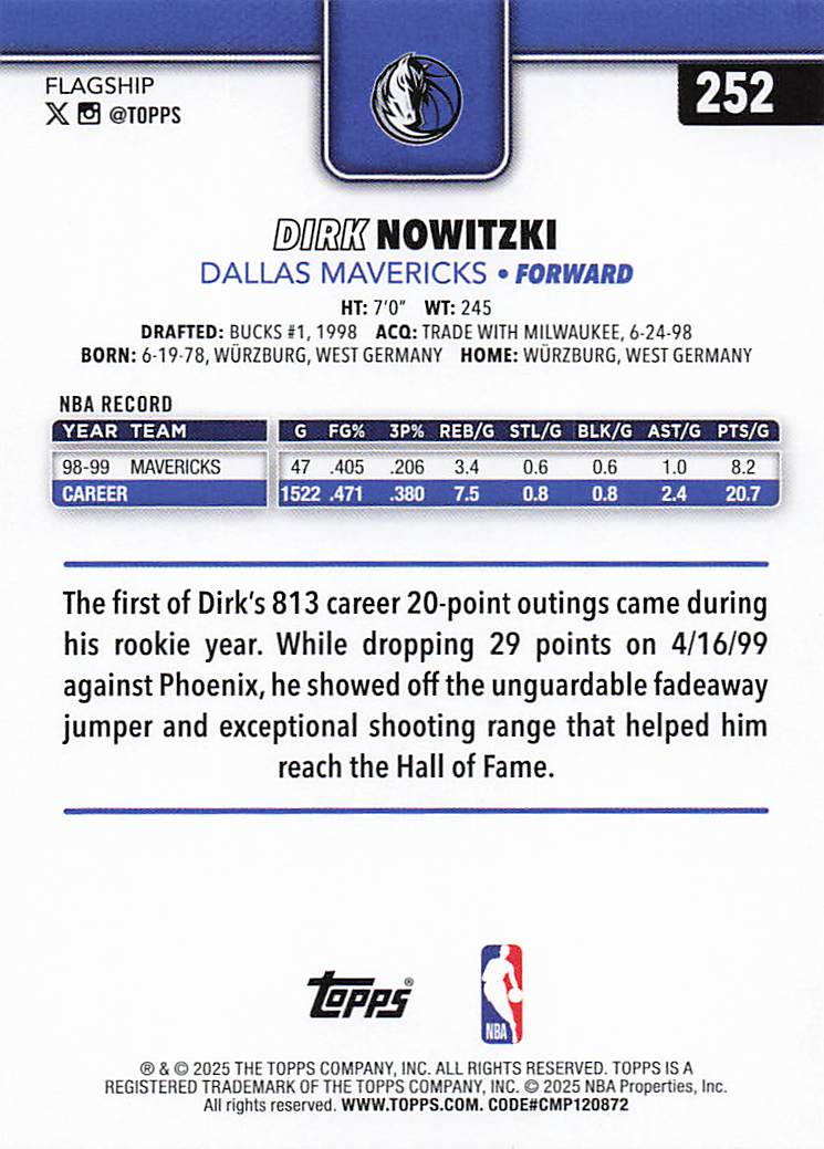 2025-26 Topps Basketball Dirk Nowitzki #252
