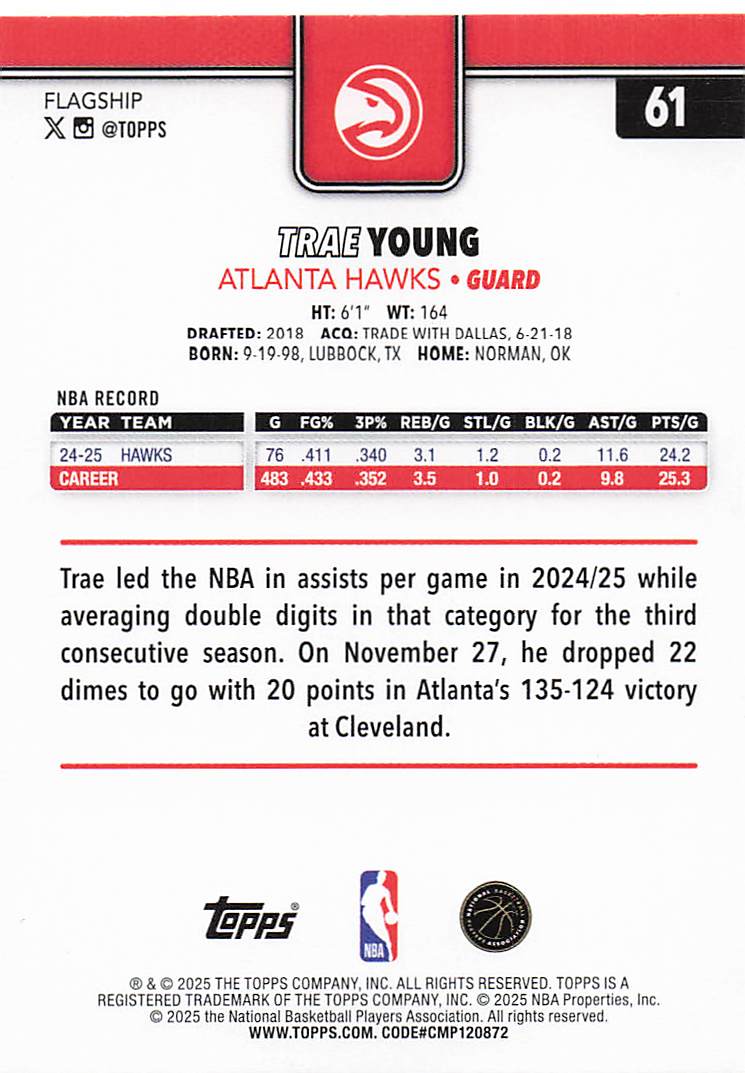 2025-26 Topps Basketball Trae Young #61