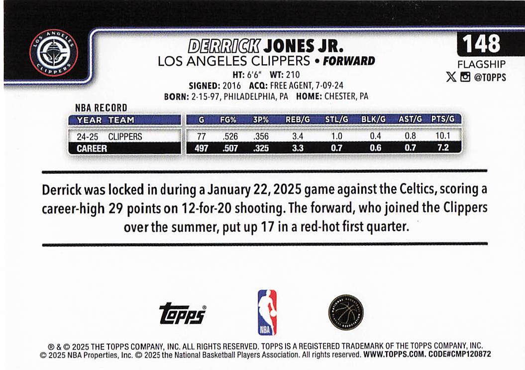 2025-26 Topps Basketball Derrick Jones Jr. #148