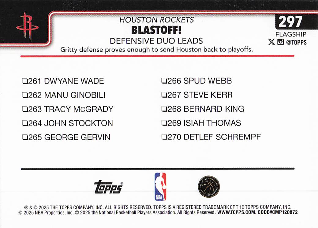 2025-26 Topps Basketball Blastoff!: Defensive Duo Leads #297