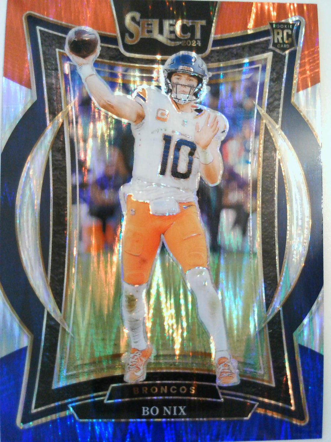 2024 Panini Select Football Red & Blue Prizm Shock Bo Nix #30 Rookie