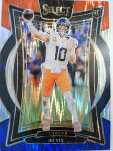 2024 Panini Select Football Red & Blue Prizm Shock Bo Nix #30 Rookie