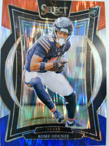 2024 Panini Select Football Red & Blue Prizm Shock Rome Odunze #3 Rookie