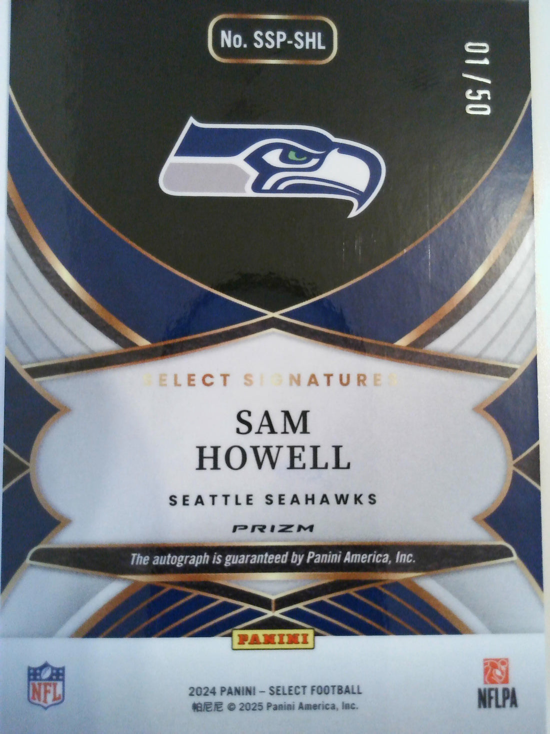 2024 Panini Select Signatures White Prizm 01/50 Sam Howell #SSP-SHL