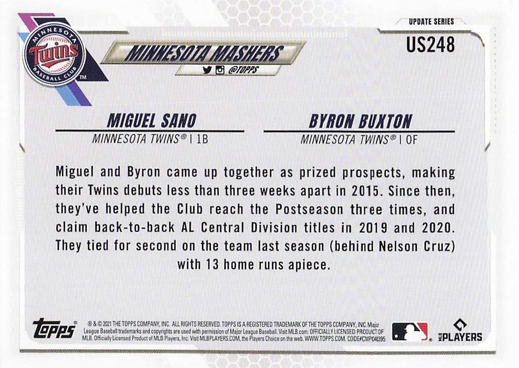 2021 Topps Update Minnesota Mashers (Miguel Sano / Byron Buxton) VC #US248