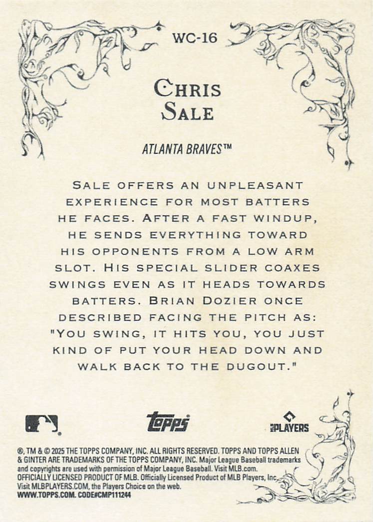 2025 Topps Allen & Ginter Baseball Wicked Curves Chris Sale #WC-16