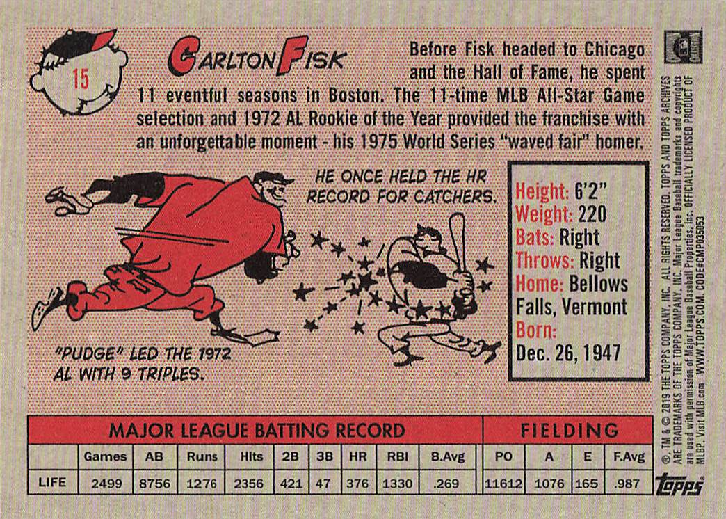 2019 Topps Archives Baseball Carlton Fisk #15