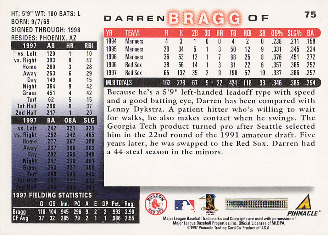 1998 Score Baseball Darren Bragg #75