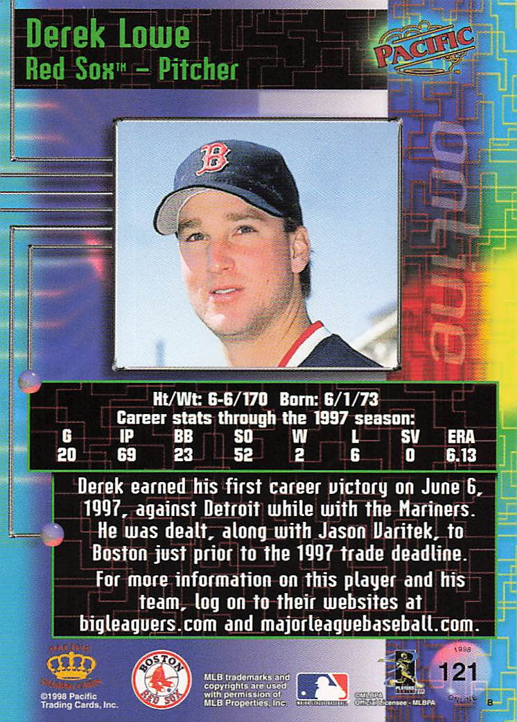 1998 Pacific Online Baseball Derek Lowe #121