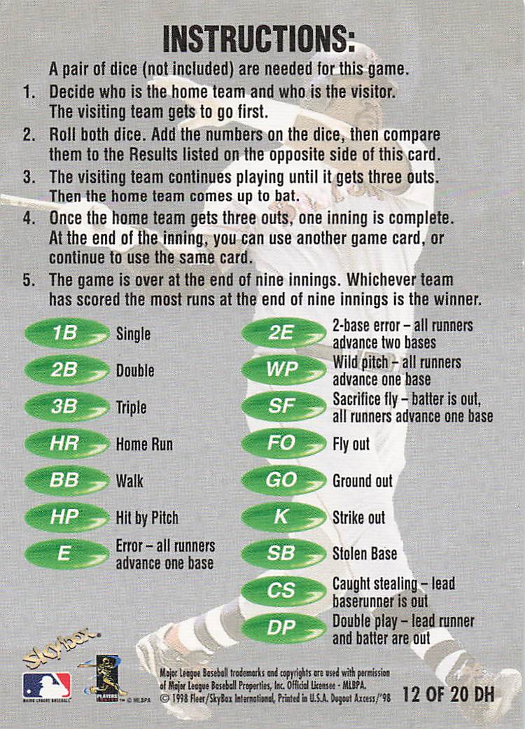 1998 SkyBox Dugout Axcess Baseball Double Header Mo Vaughn #12DH