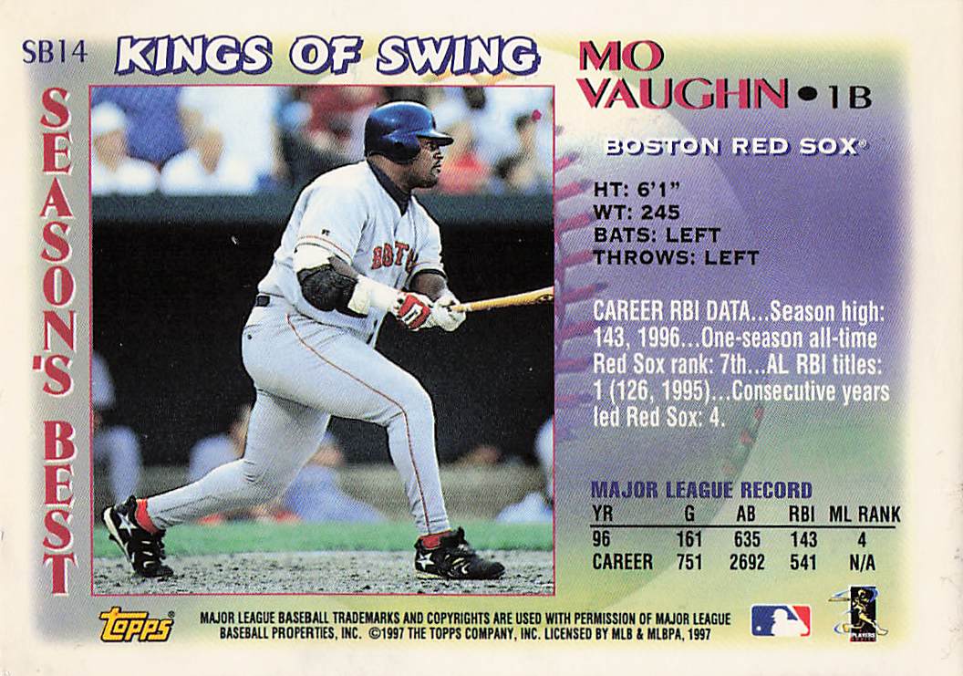 1997 Topps Baseball Season's Best Mo Vaughn #SB14