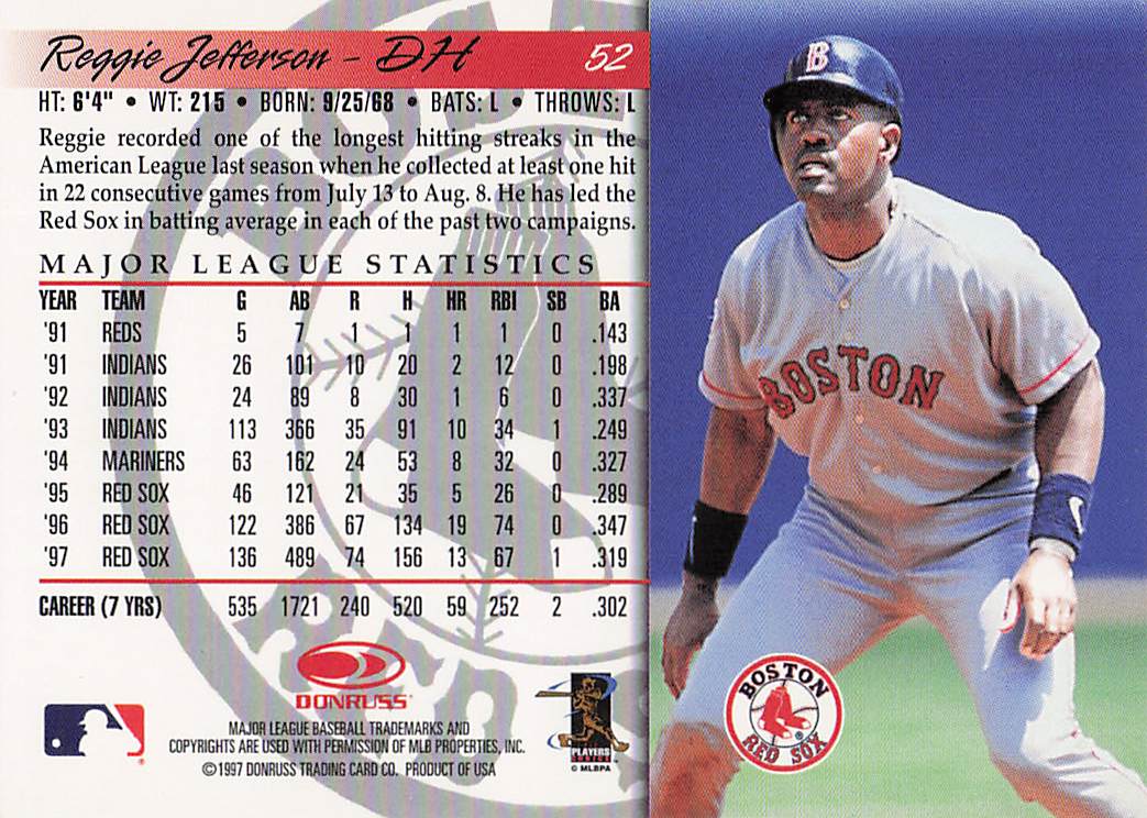 1998 Donruss Baseball Reggie Jefferson #52