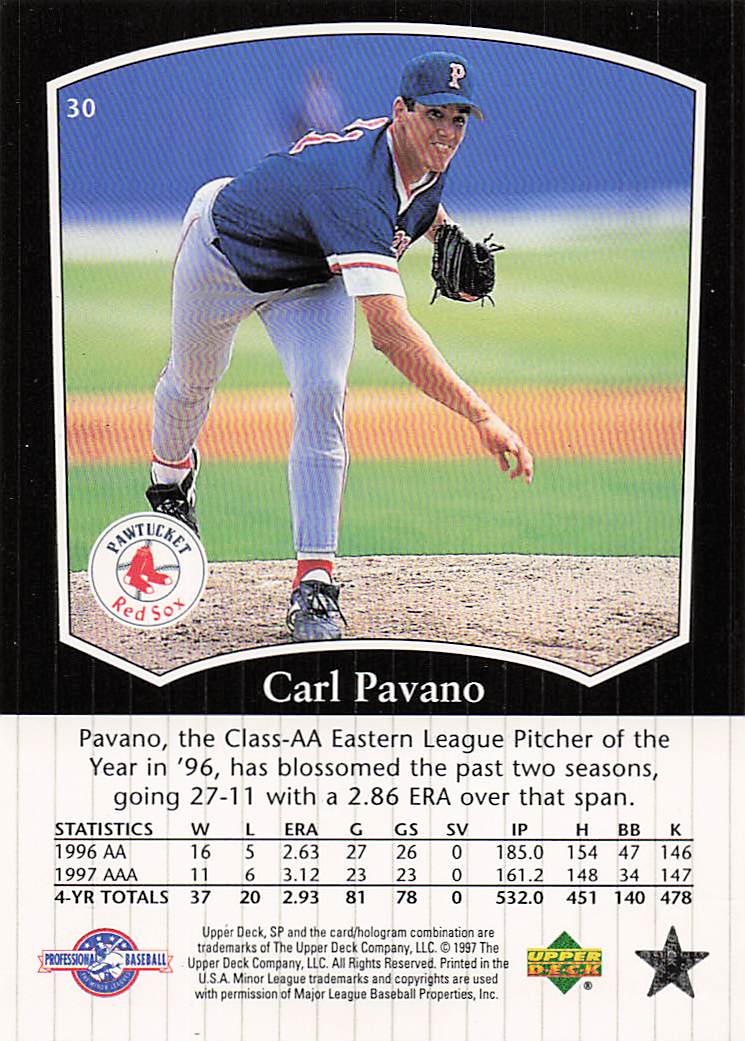 1998 SP Top Prospects Baseball Carl Pavano #30