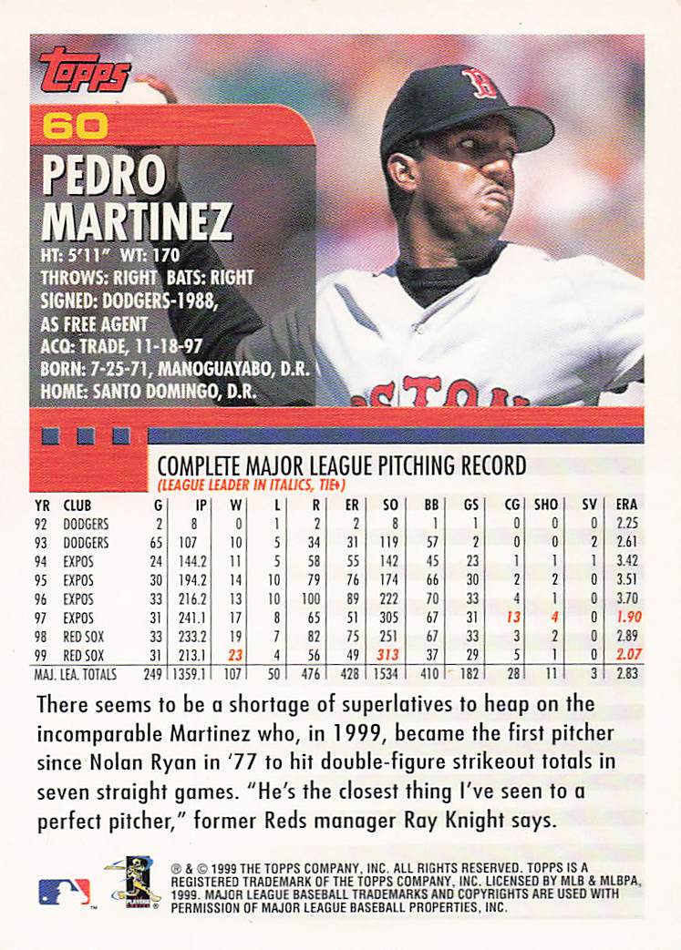 2000 Topps Baseball Pedro Martinez #60