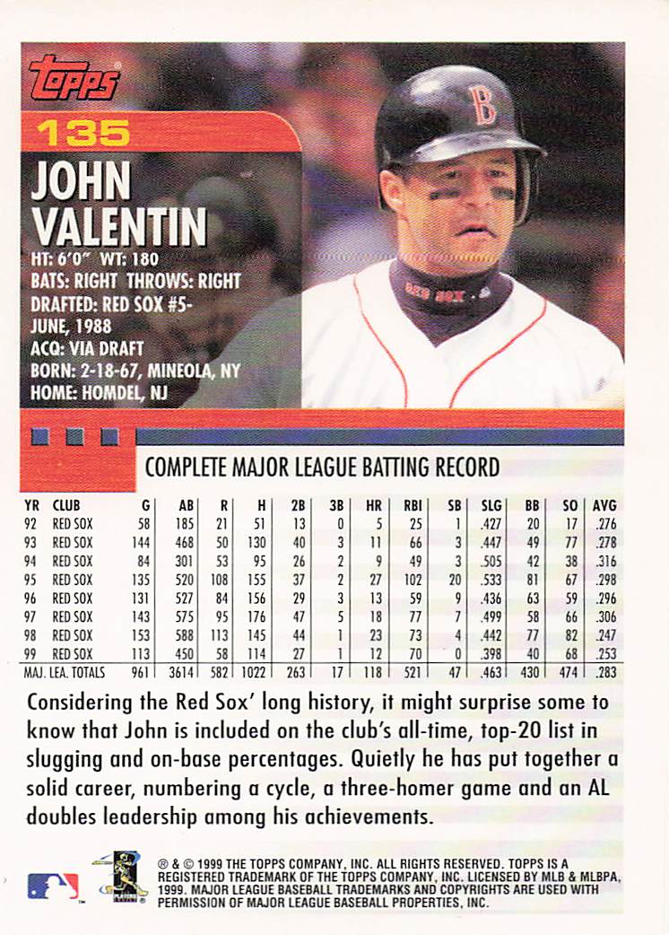2000 Topps Baseball John Valentin #135
