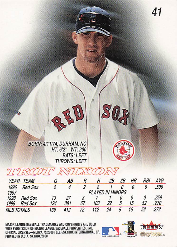 2000 SkyBox Baseball Trot Nixon #41