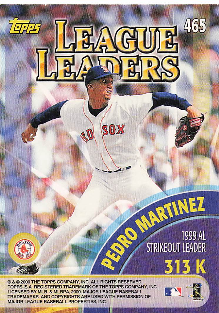 2000 Topps Baseball Randy Johnson / Pedro Martinez LL #465