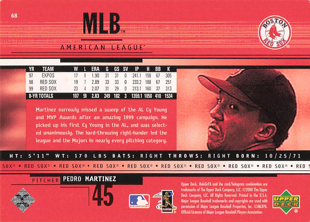 2000 Upper Deck HoloGrFX Baseball Pedro Martinez #68
