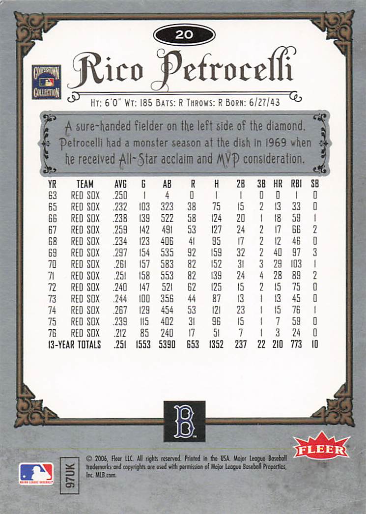 2006 Fleer Greats of the Game Baseball Rico Petrocelli #20