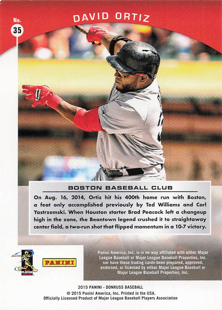 2015 Donruss Baseball Donruss Preferred Bronze David Ortiz #35